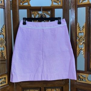 Lilly Pulitzer Pinstripe Pink & White Skirt Vintage Embroidery Trim Prep Size 2
